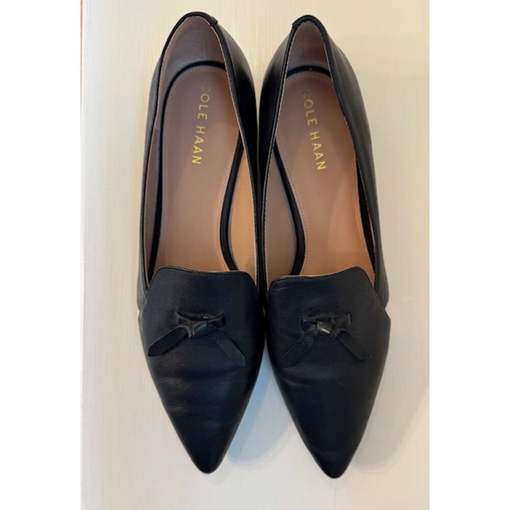 Cole Haan Leather Black Flats, Size 8.5